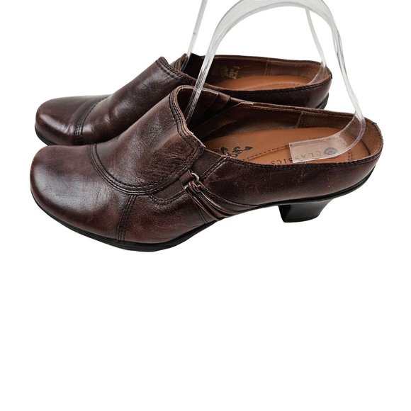 Earth Spirit Classics Shoes Womens 10 Slip On Clog Heels Emma Brown Leather - Picture 8 of 8